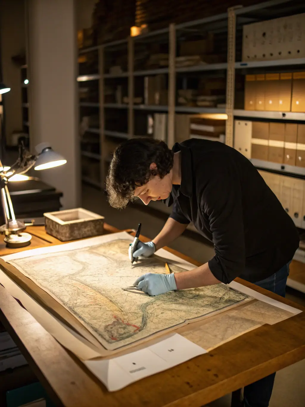 A picture of a conservator working on preserving a piece of contemporary art in FRAC's collection, highlighting the importance of preservation.